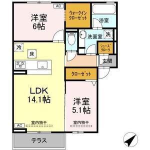 恵比寿の森(2LDK/1階)の間取り写真
