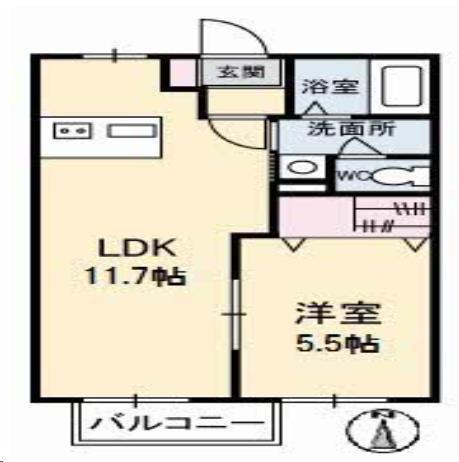 メゾンTS-1(1LDK/2階)の間取り写真