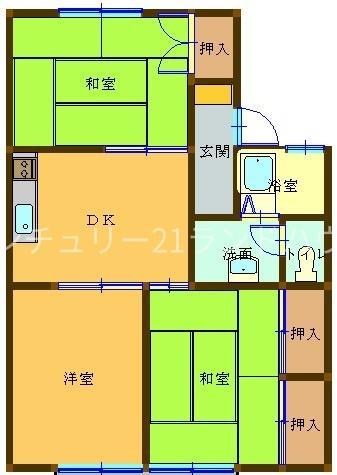 セジュール上原(3DK/1階)の間取り写真