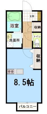 REPIC古賀島(ワンルーム/1階)の間取り写真