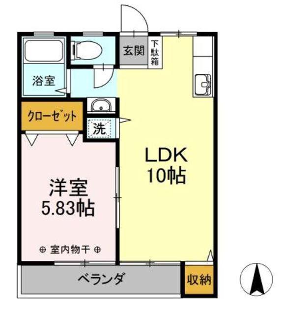 光マンション(1LDK/2階)の間取り写真