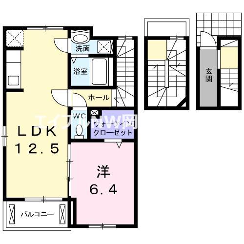 ジェルメ(1LDK/3階)の間取り写真