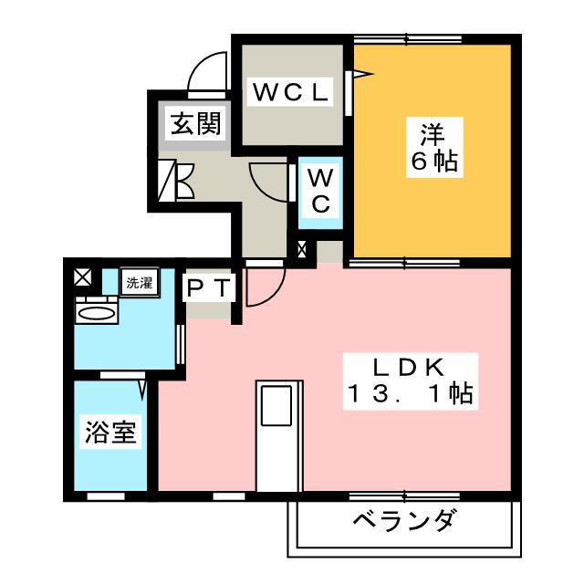 MSコートB(1LDK/1階)の間取り写真