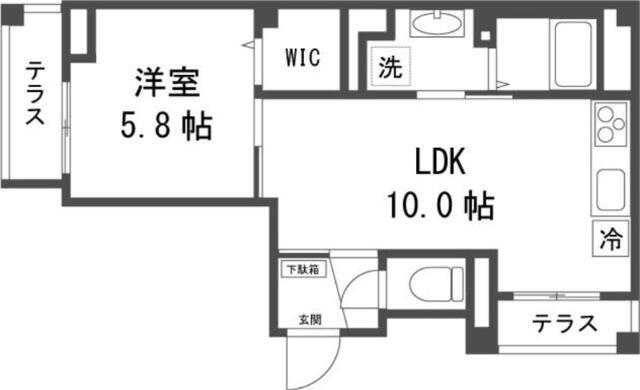 カサ・モンテ(1LDK/1階)の間取り写真