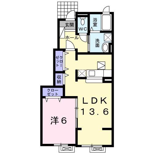 サンライズIII(1LDK/1階)の間取り写真