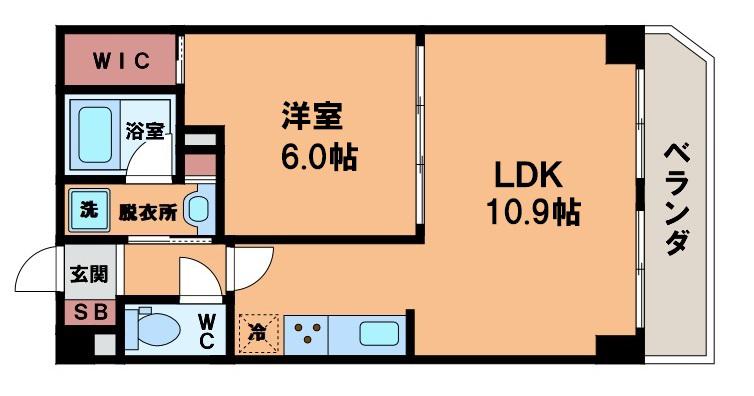 ジョイ・コート家七D棟(1LDK/5階)の間取り写真