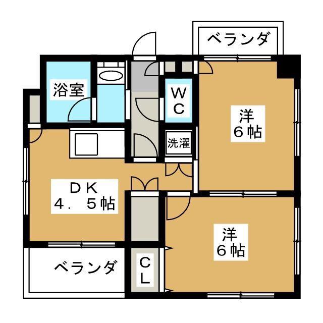 レガリアシティ浅草リバーサイド(2DK/2階)の間取り写真