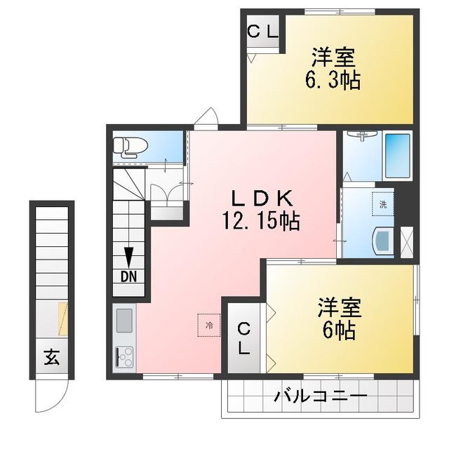 シエル西荻北(2LDK/2階)の間取り写真