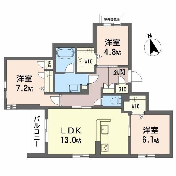 シャーメゾン伽羅橋(3LDK/2階)の間取り写真