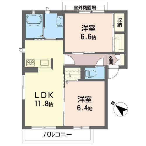 ヒルサイドテラス(2LDK/3階)の間取り写真