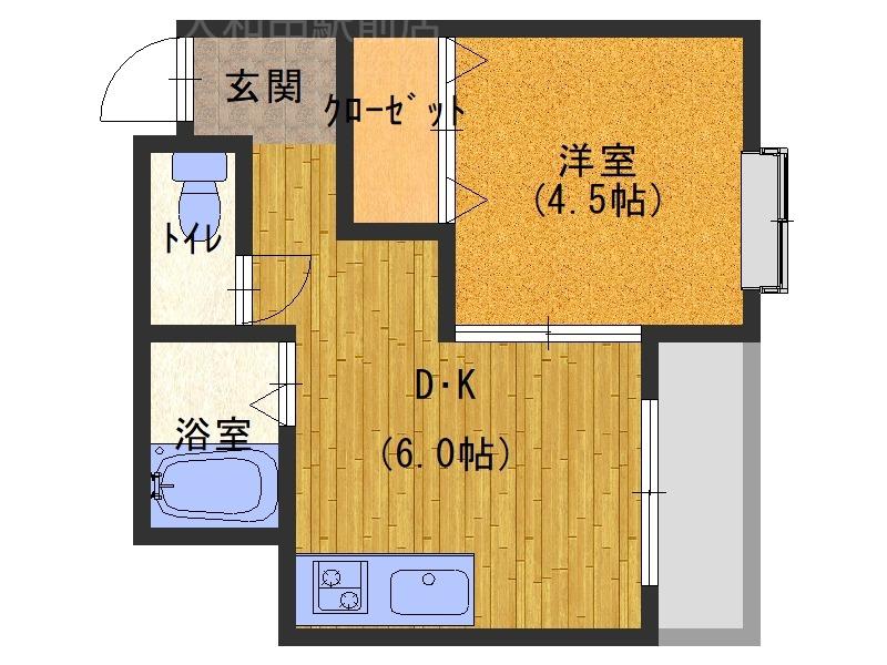 サンシャイン大池(1DK/3階)の間取り写真