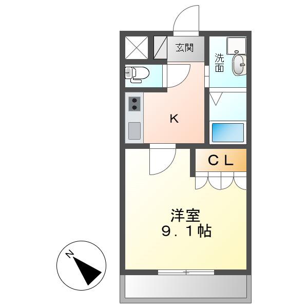 シャルマンカトレア(1K/2階)の間取り写真