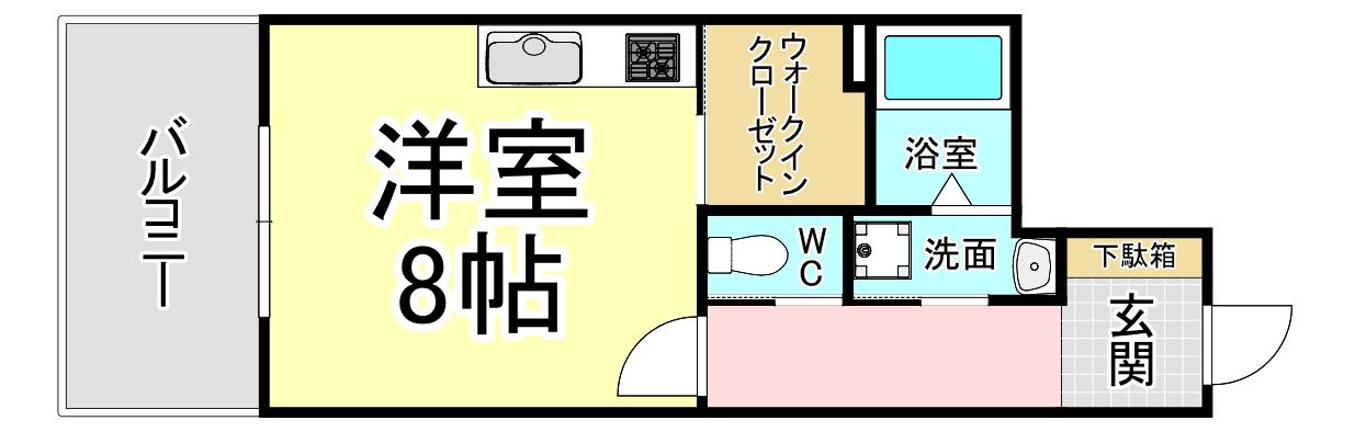 ザ・サンパークシティ黒崎(1K/1階)の間取り写真