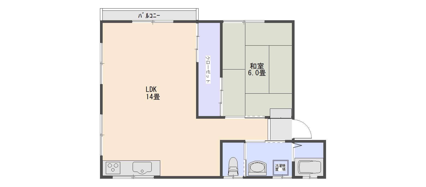 シーサイド・K(1LDK/2階)の間取り写真