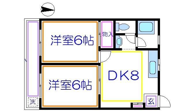 サイクルハイツ1(2DK/2階)の間取り写真
