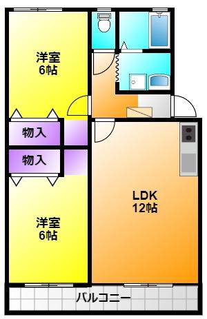メゾンクオーレ(2LDK/1階)の間取り写真