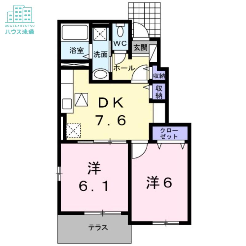 グリーンヒル 大峰(2DK/1階)の間取り写真