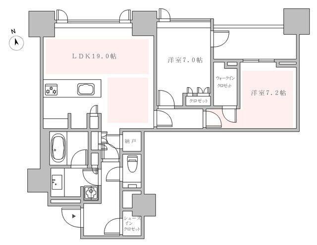 三田ガーデンヒルズ(2LDK/13階)の間取り写真