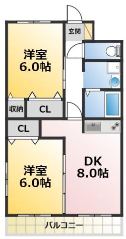 サルビア(2LDK/1階)の間取り写真
