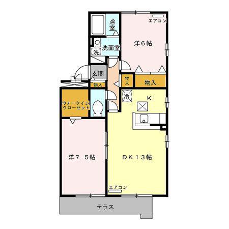 クランベール(2LDK/1階)の間取り写真
