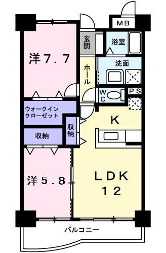 アンソレイエアオキ(2LDK/1階)の間取り写真