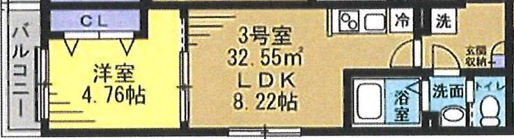 YSA薬園台(1LDK/3階)の間取り写真
