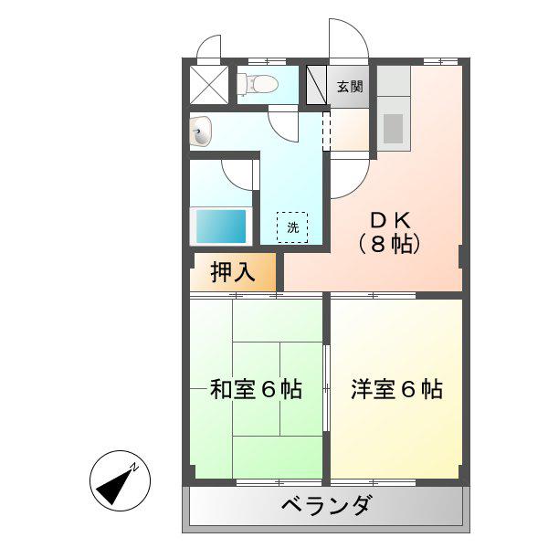 グランドハイツ森山(2DK/4階)の間取り写真