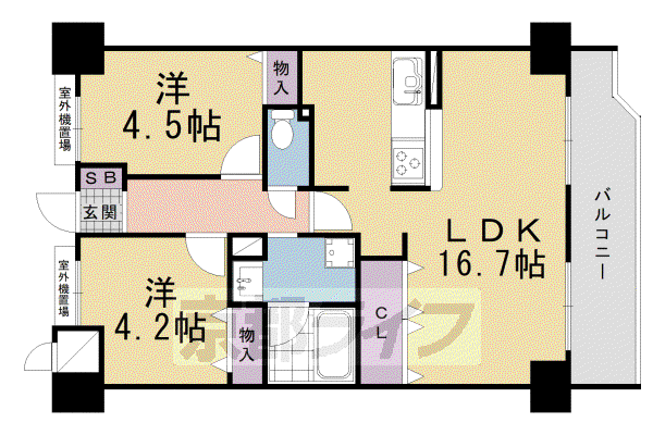 ライオンズマンション淀リバーサイド(2LDK/6階)の間取り写真