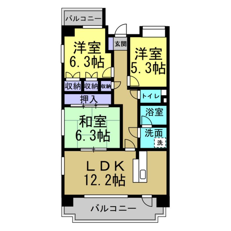 グランドパーク(3LDK/3階)の間取り写真