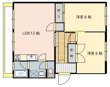 新庄屋マンション(2LDK/1階)の間取り写真