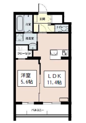 クレール葵西5丁目(1LDK/2階)の間取り写真