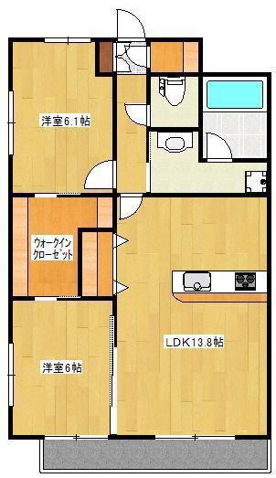WELL保田窪(2LDK/5階)の間取り写真