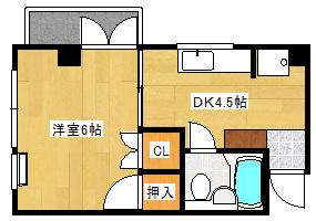 第一パールM住村(1DK/1階)の間取り写真
