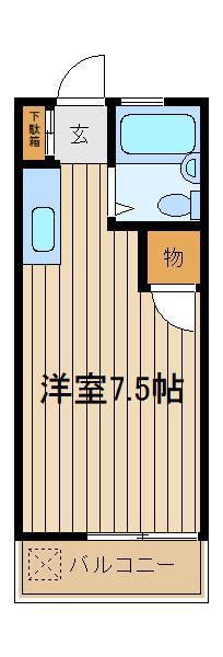 シアターハイム(ワンルーム/2階)の間取り写真