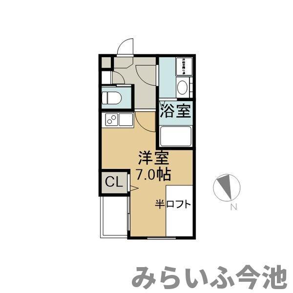 ハーモニーテラス城木町(1K/1階)の間取り写真
