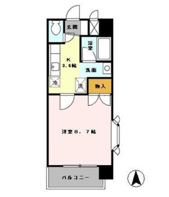 アムールシャトー(1K/4階)の間取り写真