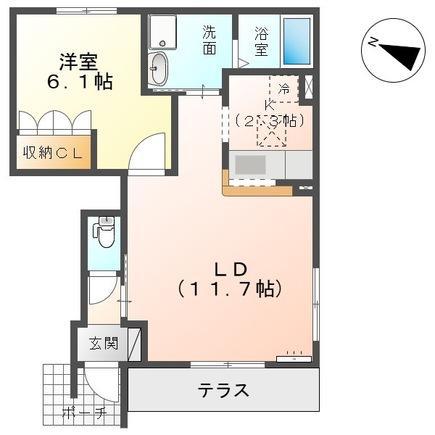 THE APARTMENTS MOTO(1LDK/1階)の間取り写真
