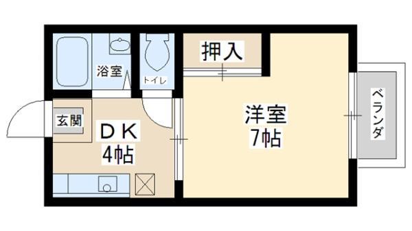 コーポ中村(1K/1階)の間取り写真