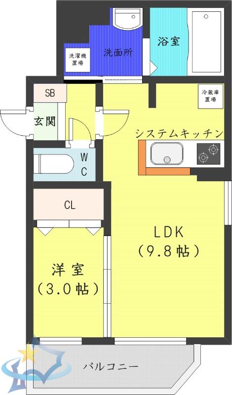 マルシェ八軒(1LDK/4階)の間取り写真