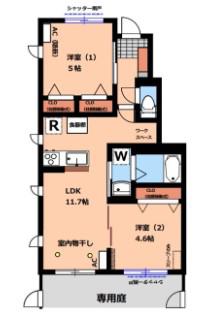 オーラ泉(2LDK/1階)の間取り写真