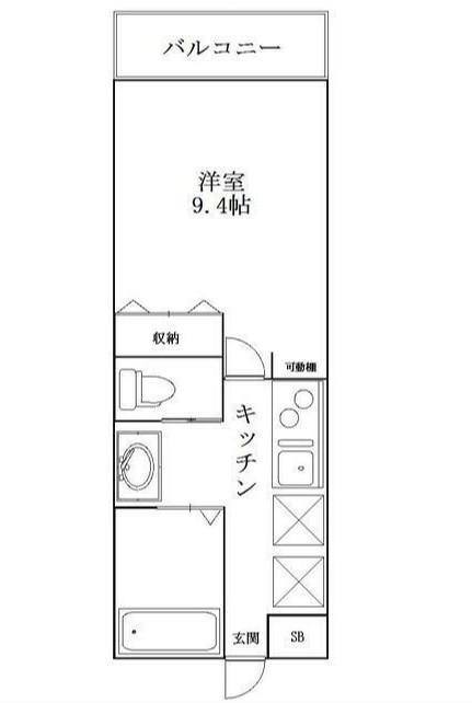 センチュリーオークB(1K/1階)の間取り写真