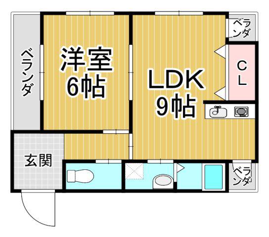 ハイム北夙川Ⅰ(1LDK/3階)の間取り写真