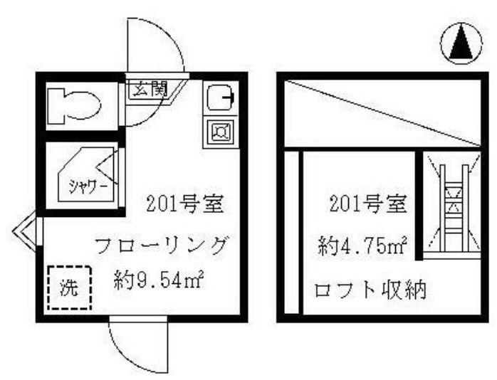 ティ・アーモコンチェルト(ワンルーム/2階)の間取り写真