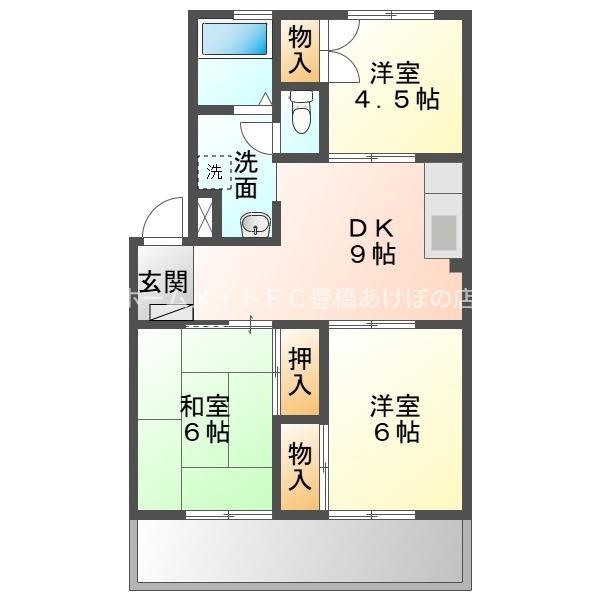 第一橋本マンション(3DK/2階)の間取り写真