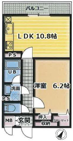 クオリアガーデン千人町(1LDK/4階)の間取り写真