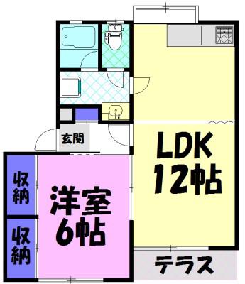 アザレヤサンハイム A(1LDK/1階)の間取り写真