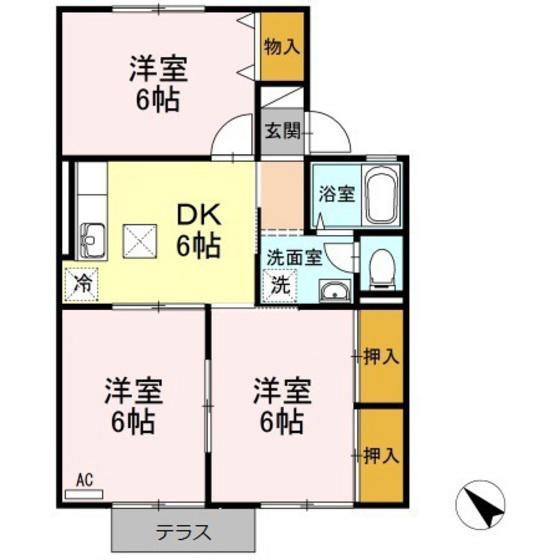 ガーデンヴィレッジ(3DK/2階)の間取り写真
