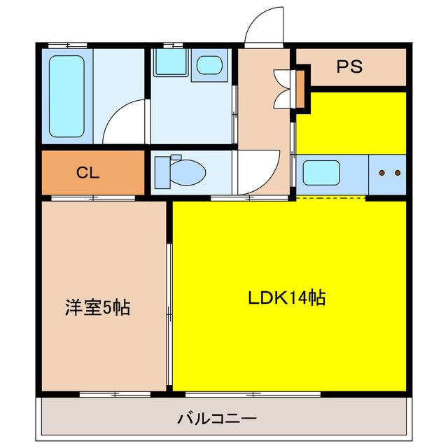 メゾンドMJ陽東(1LDK/1階)の間取り写真