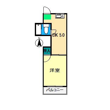 コーポシリウス(1DK/2階)の間取り写真