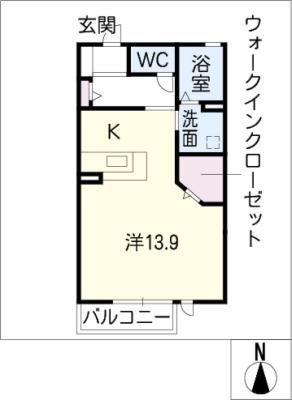 カルチェ・ブラン H棟(ワンルーム/2階)の間取り写真